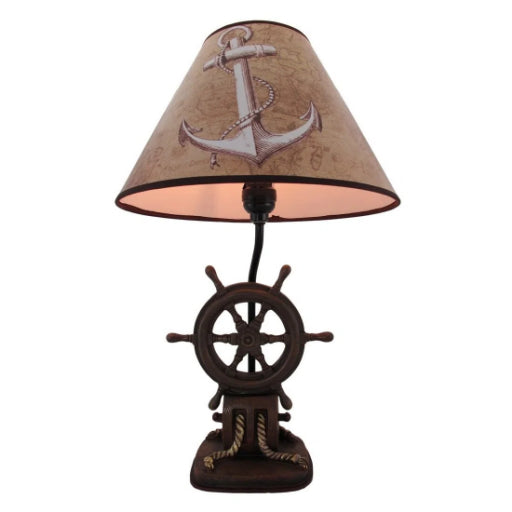 Ensemble de deux lampes de table style nautique en forme de roue de navire
