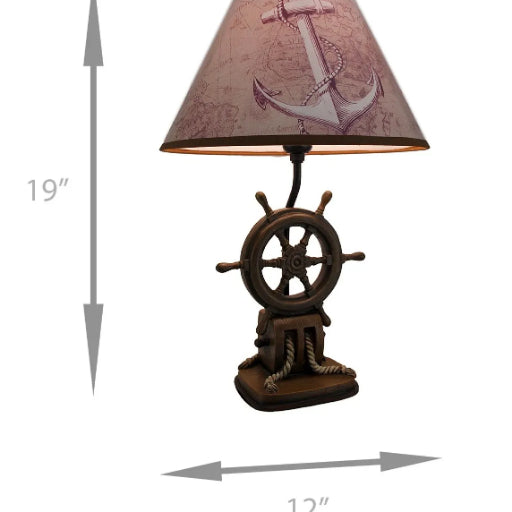 Ensemble de deux lampes de table style nautique en forme de roue de navire