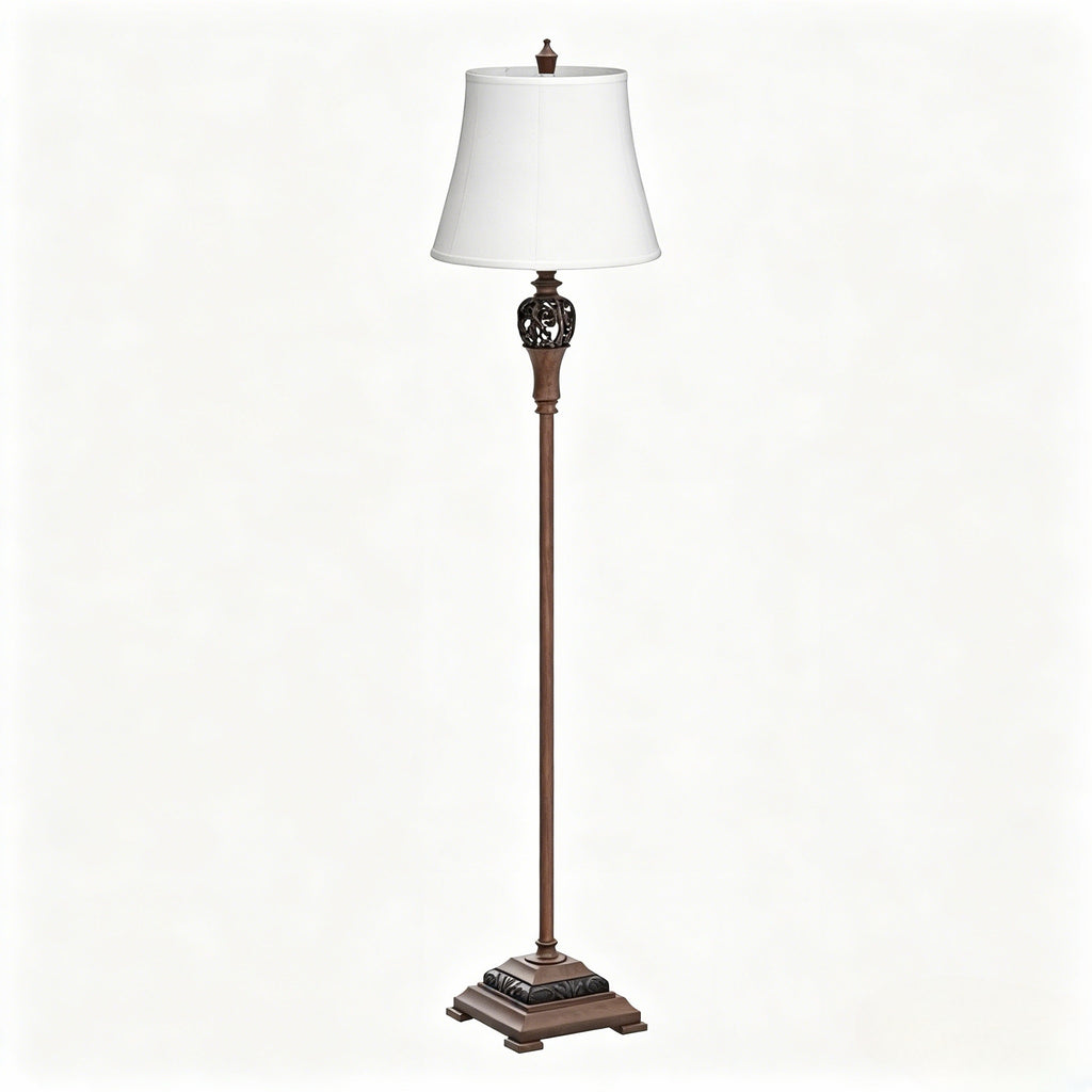 Lampadaire rétro en tissu blanc