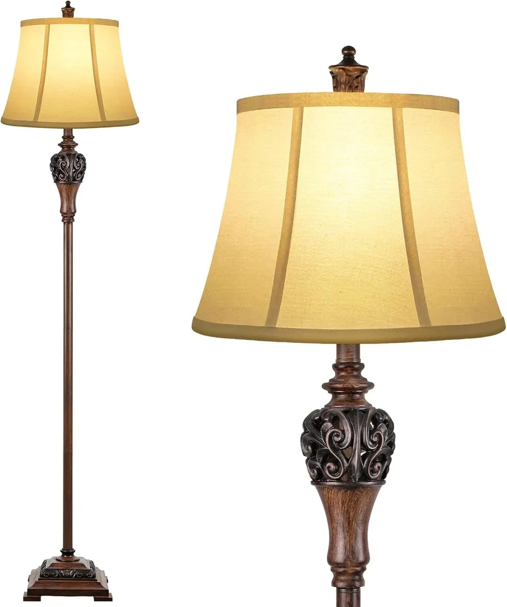 Lampadaire rétro en tissu blanc