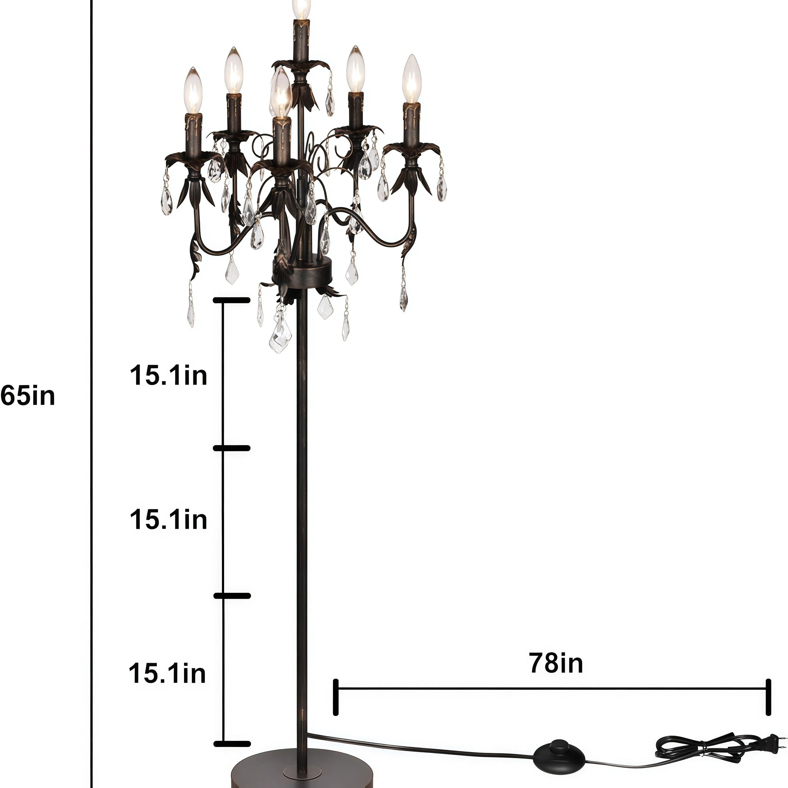 Lampadaire vintage à 6 lumières