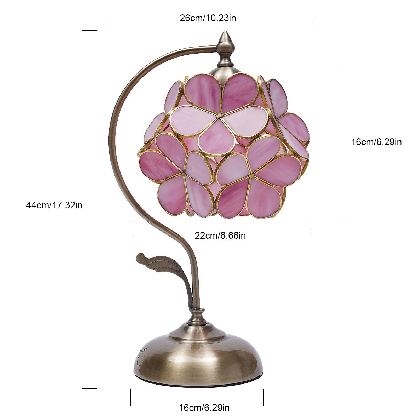 Lampe de table de style européen aux pétales roses