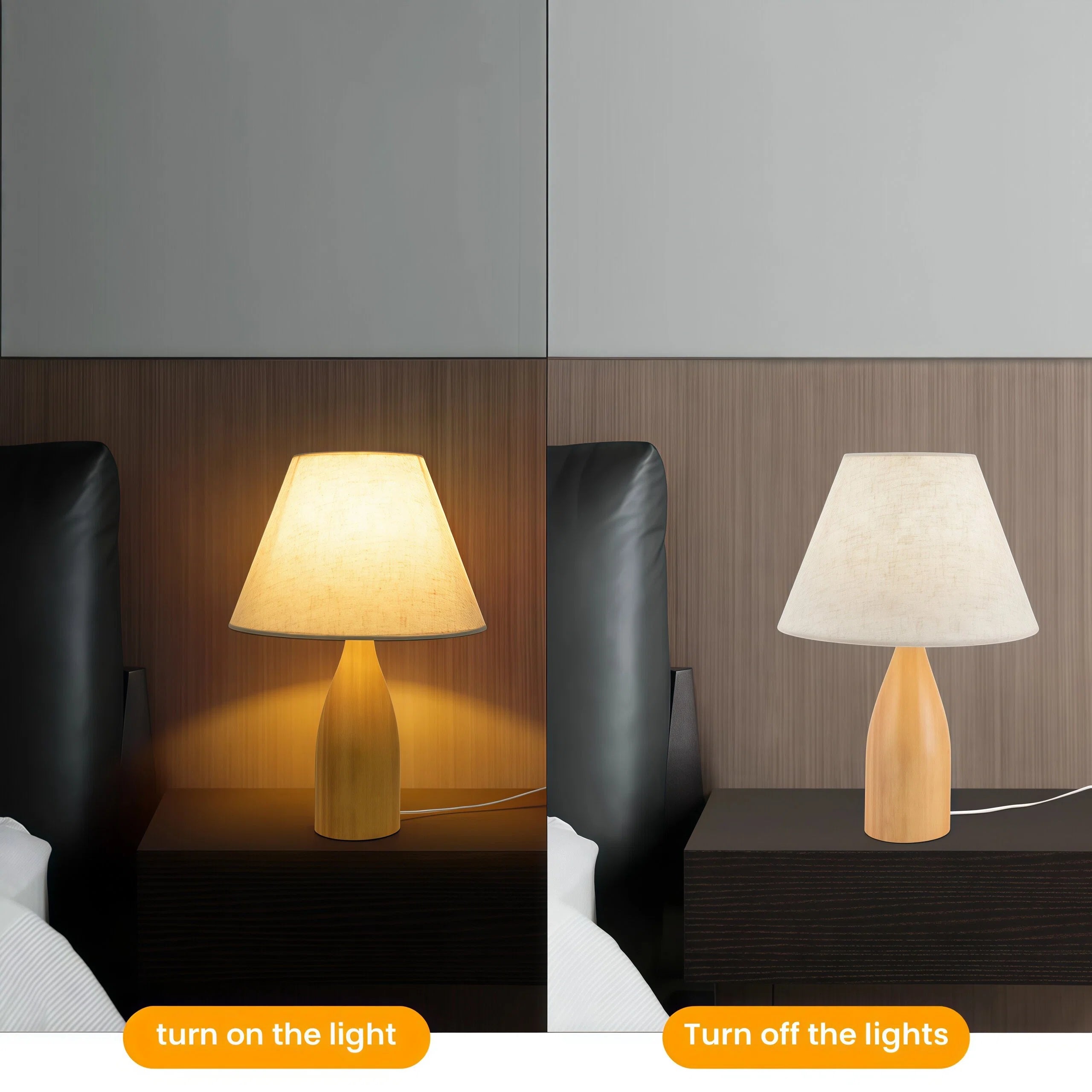 Lampe de table en forme de vase en bois