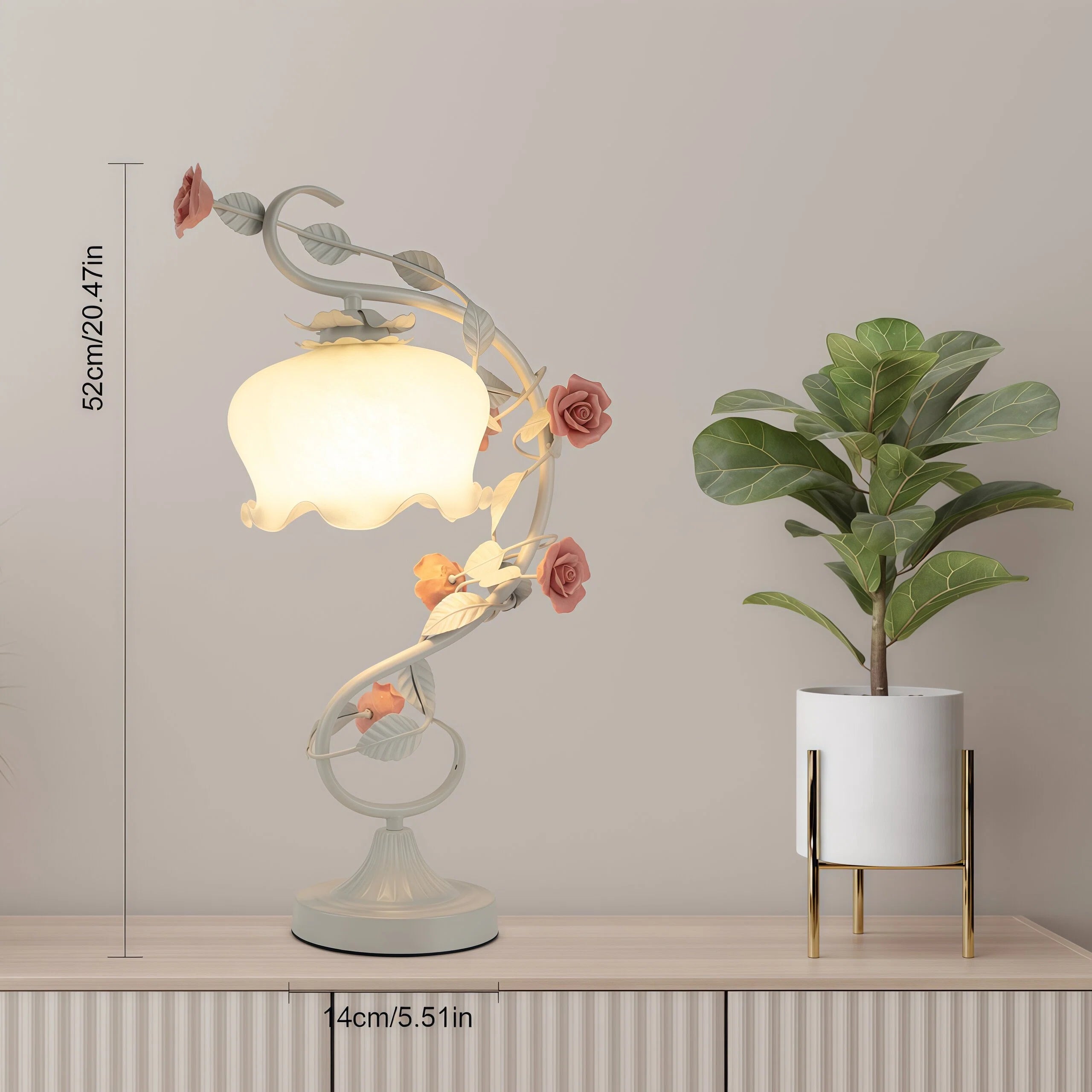 Lampe de table en verre en forme de lys