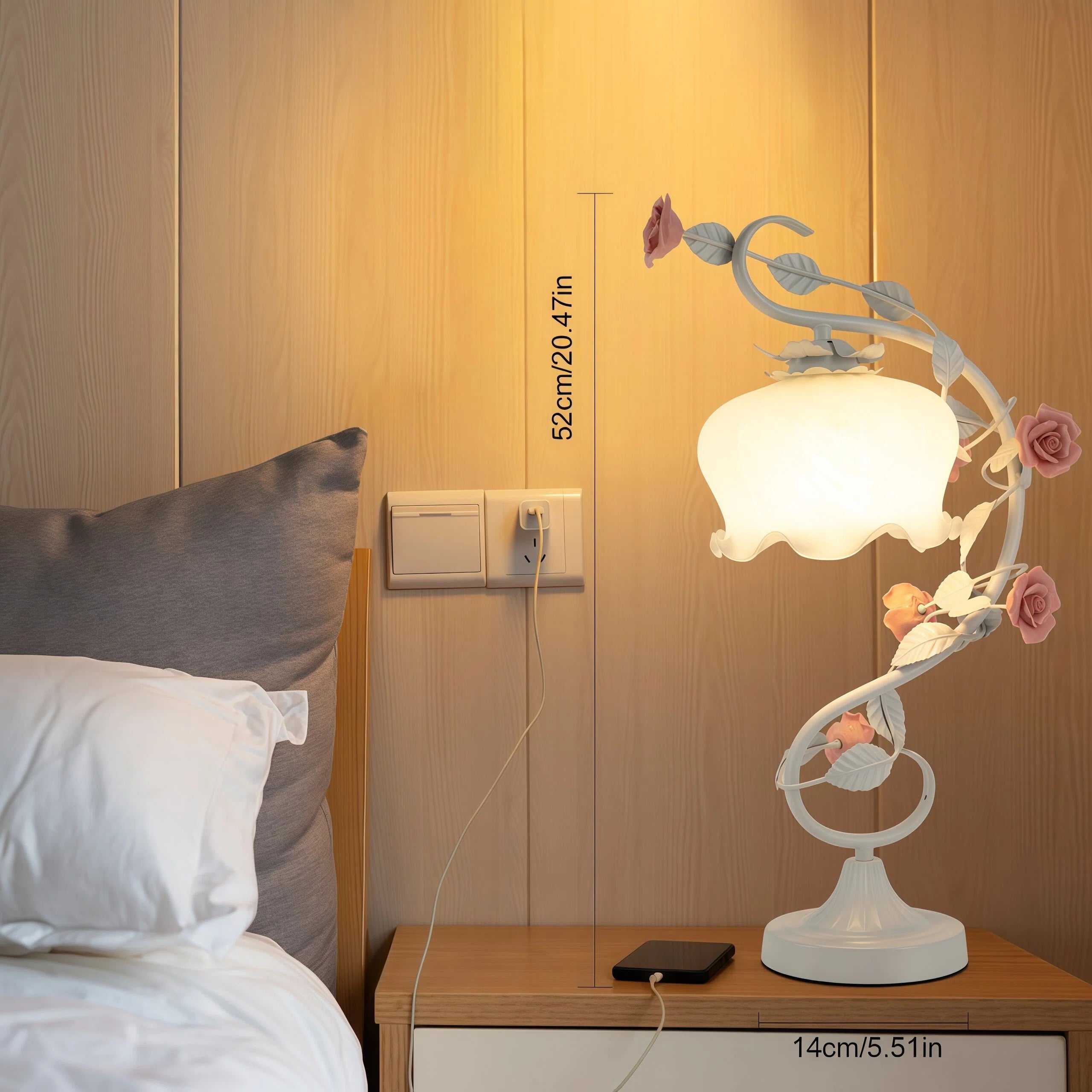 Lampe de table en verre en forme de lys