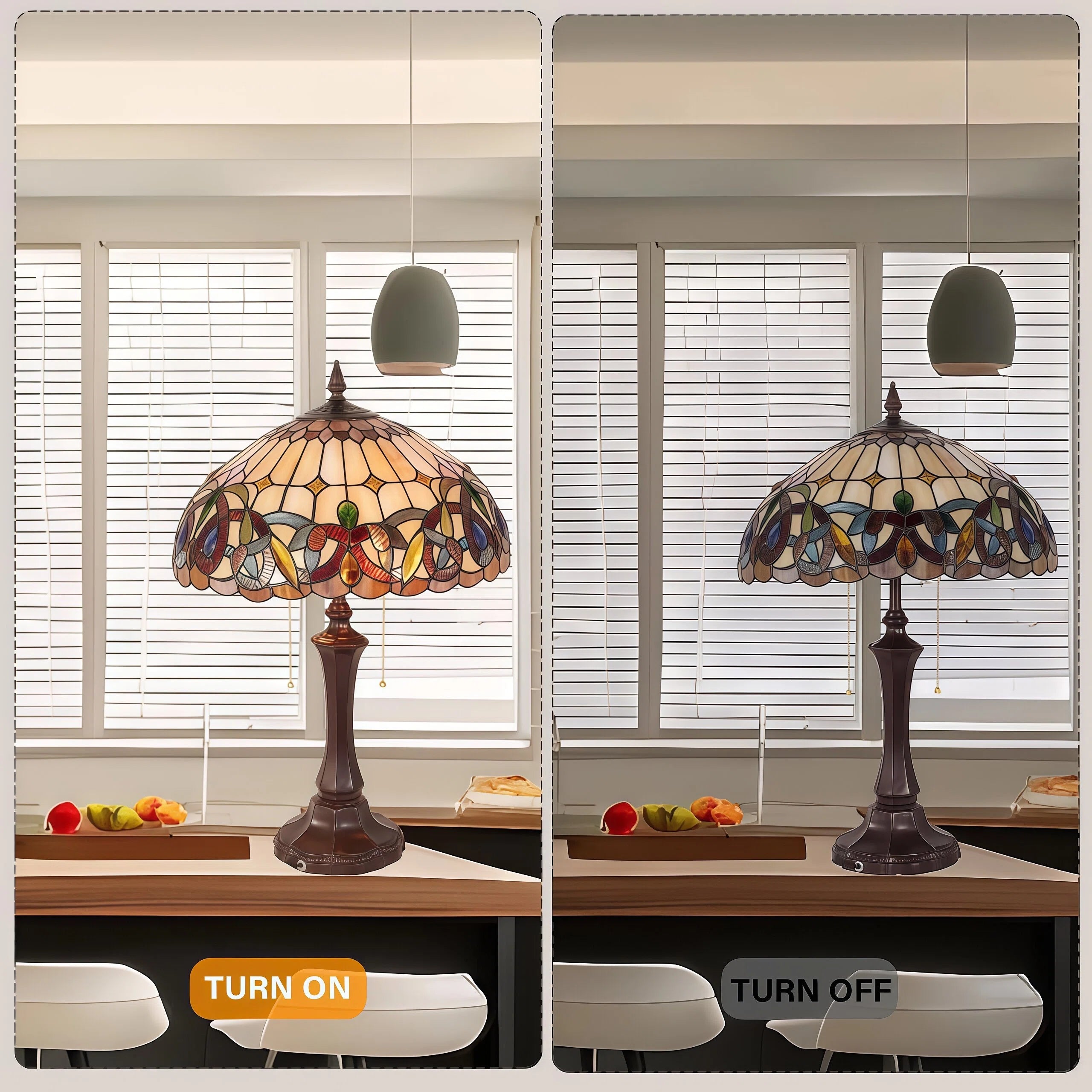 Lampe de table en vitrail