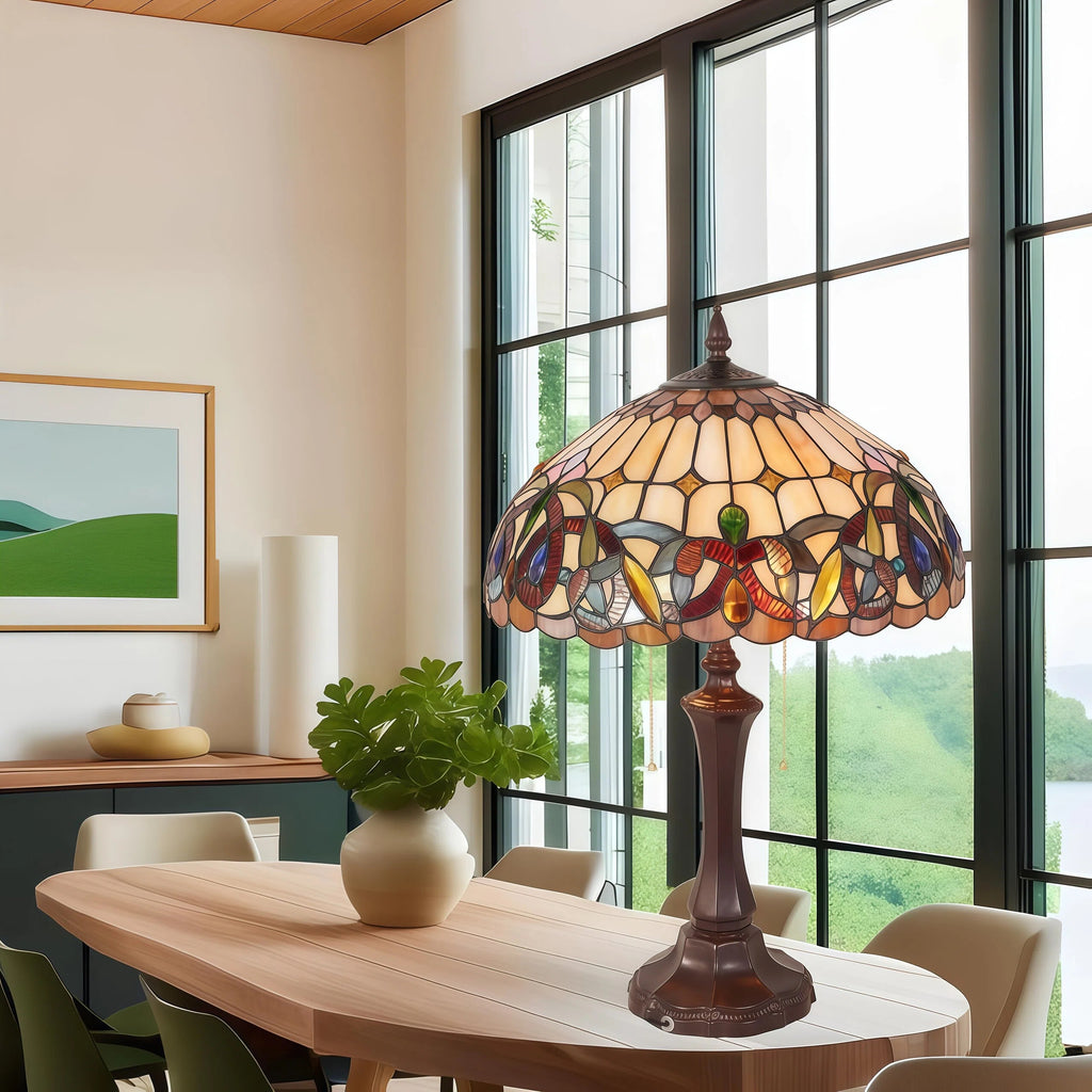 Lampe de table en vitrail