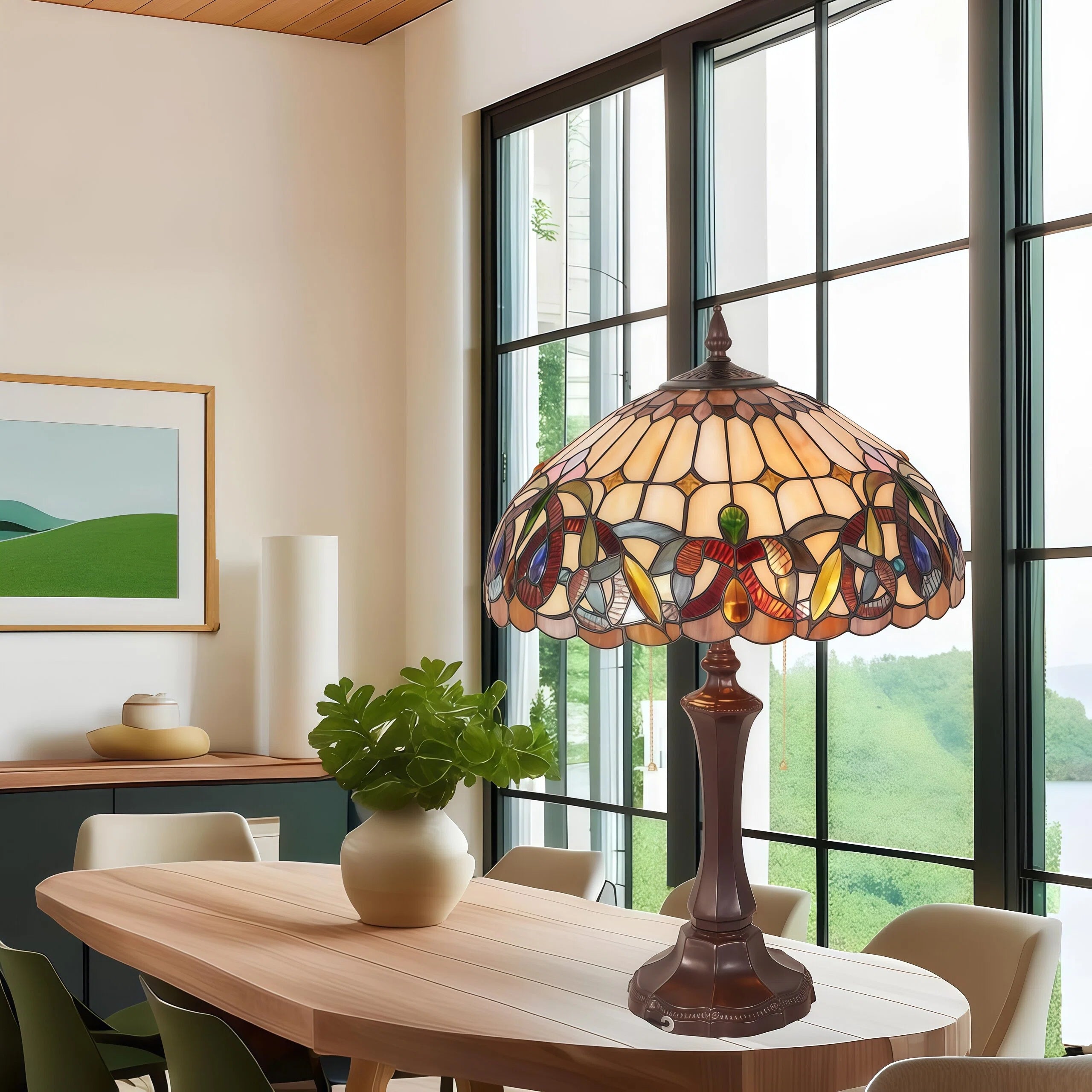Lampe de table en vitrail