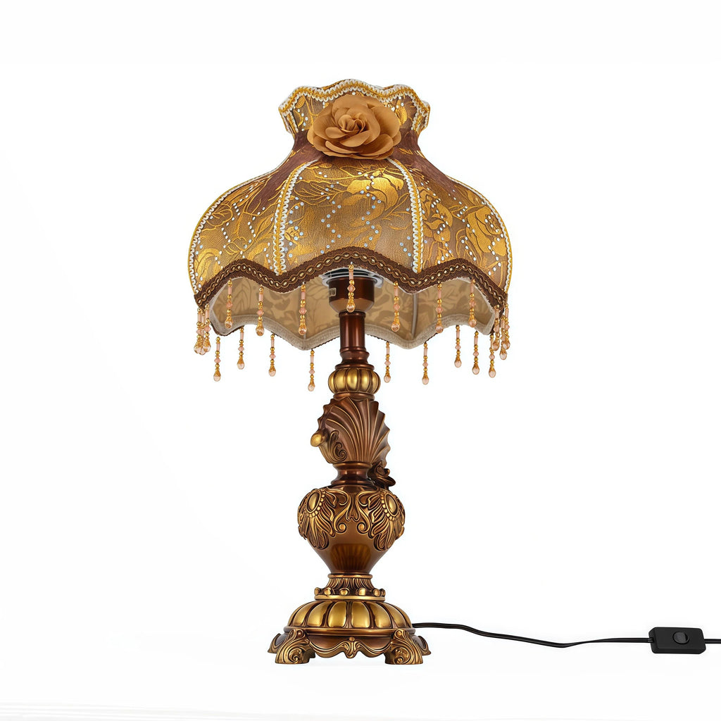 Lampe de table florale dorée