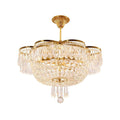 Lustre de luxe en cuivre doré et cristal de 23,6 pouces